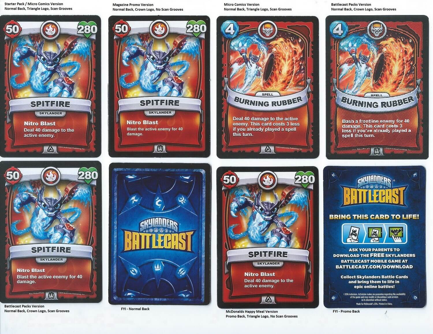 Skylanders Battlecast Spitfire Variations