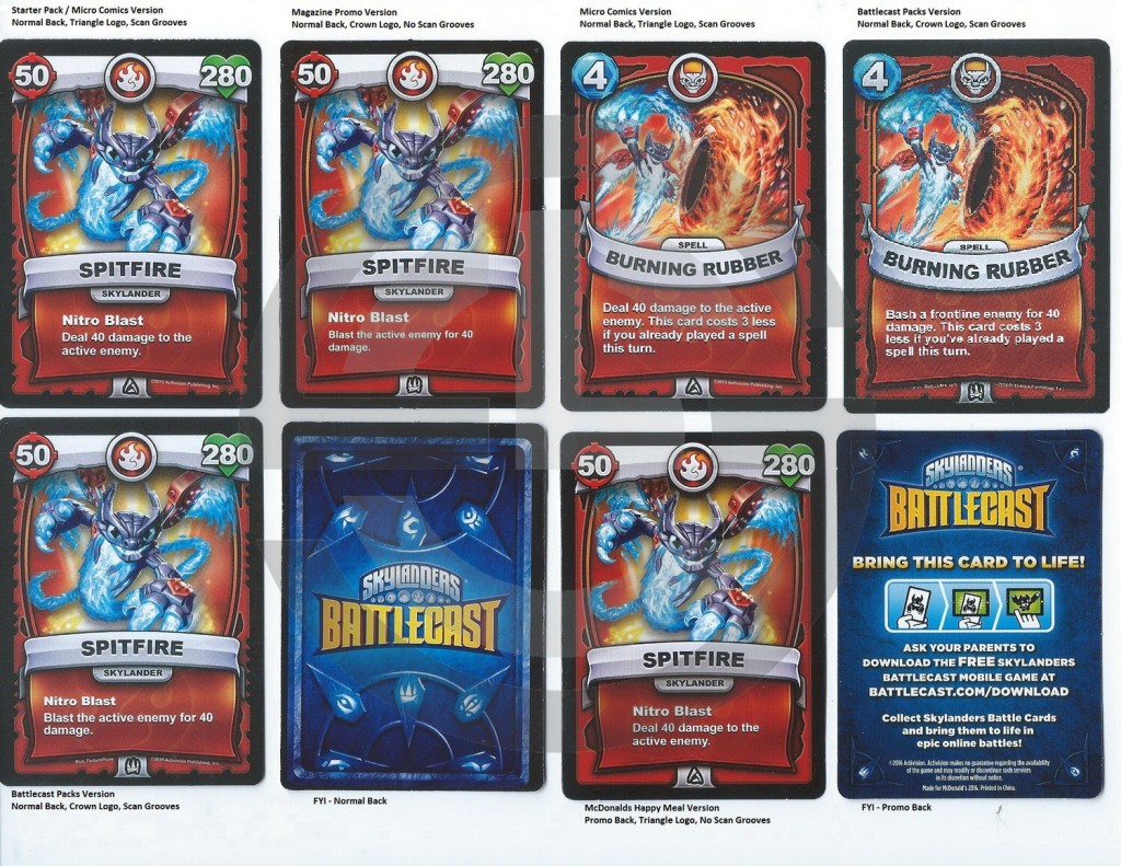 Skylanders Battlecast Spitfire Variations