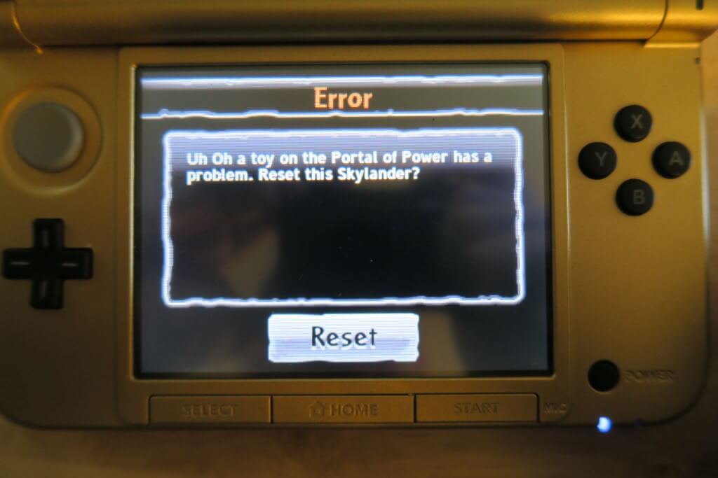 Skylanders Spyro's Adventure 3DS Error Message